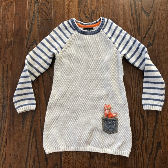Cynthia Rowley Girls M (5-6Y) Gray/Blue Knit Sweater Dress w/Fox Appliqué - EUC! - Picture 1 of 8